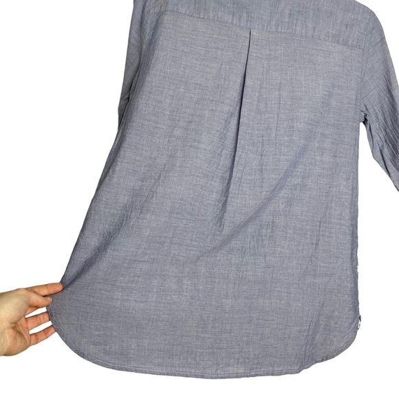Ann Taylor LOFT The Softened Shirt Chambray Eyelet Popover Blouse - Picture 9 of 13